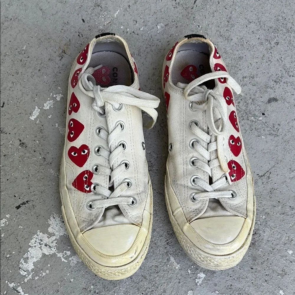 Converse Comme des Garçons multi heart low tops